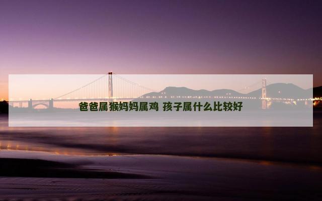 爸爸属猴妈妈属鸡 孩子属什么比较好