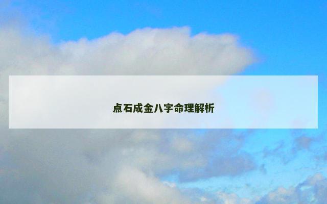点石成金八字命理解析