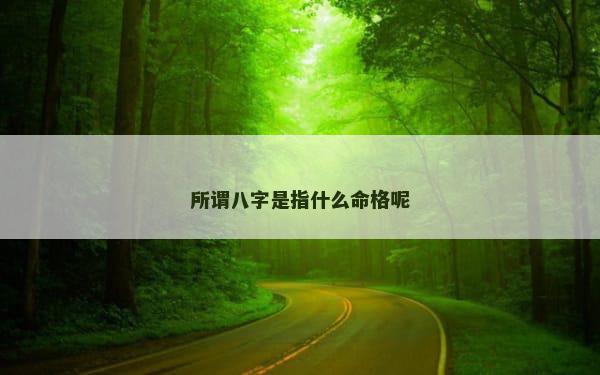 所谓八字是指什么命格呢