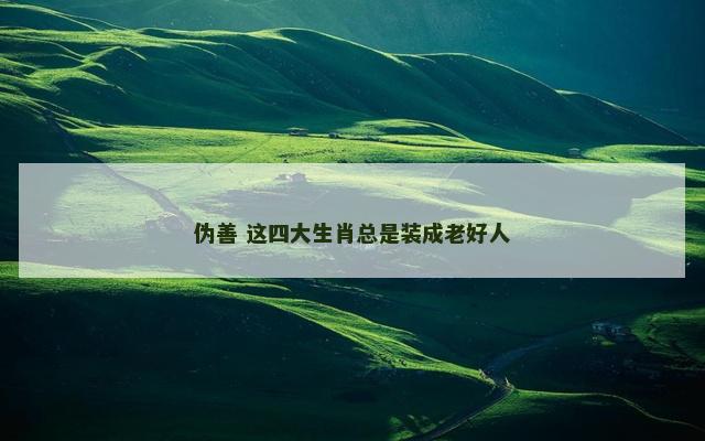 伪善 这四大生肖总是装成老好人