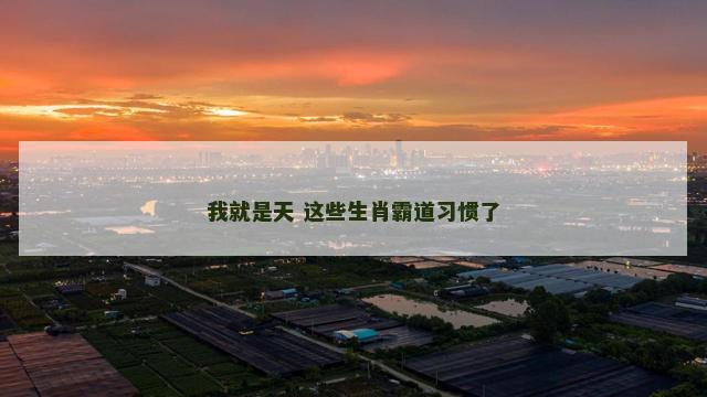 我就是天 这些生肖霸道习惯了