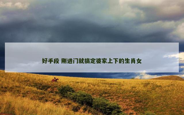 好手段 刚进门就搞定婆家上下的生肖女