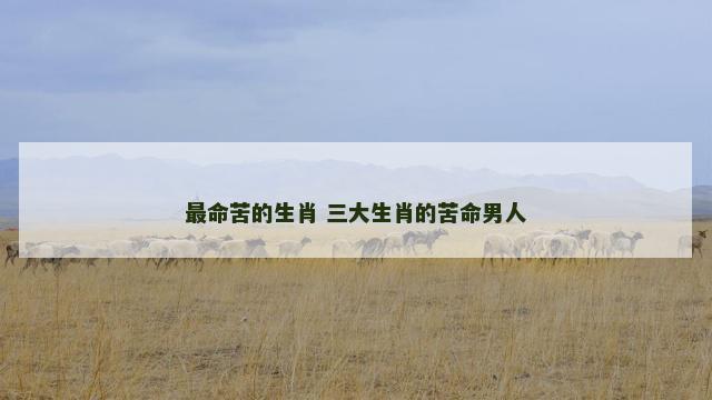 最命苦的生肖 三大生肖的苦命男人