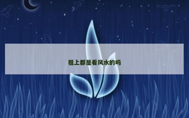 祖上都是看风水的吗