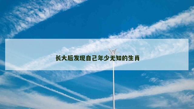 长大后发现自己年少无知的生肖