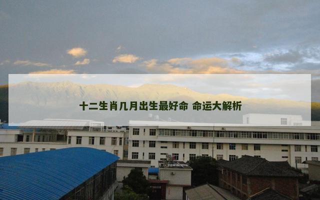 十二生肖几月出生最好命 命运大解析