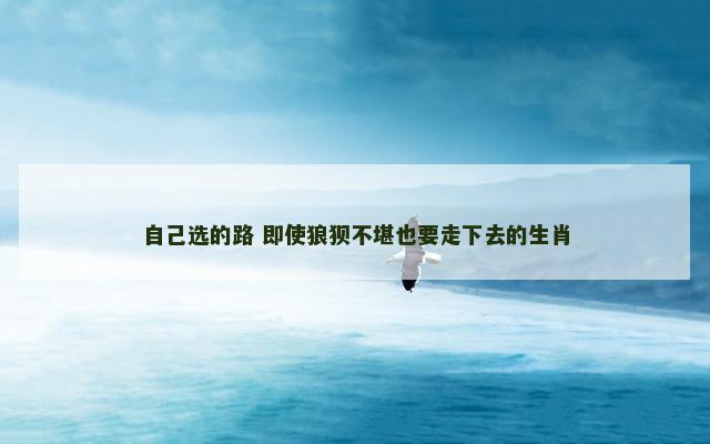 自己选的路 即使狼狈不堪也要走下去的生肖