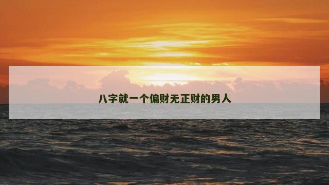 八字就一个偏财无正财的男人