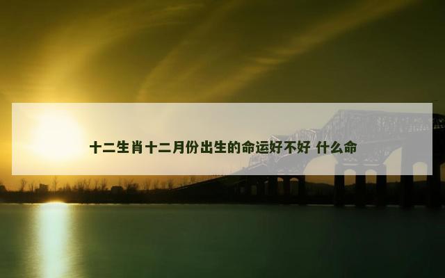 十二生肖十二月份出生的命运好不好 什么命