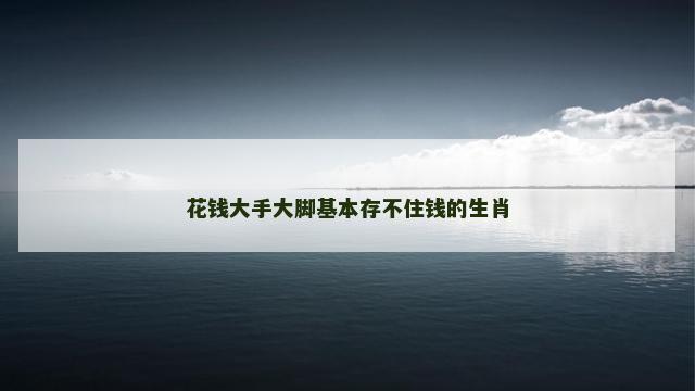 花钱大手大脚基本存不住钱的生肖