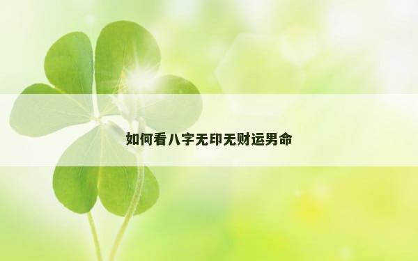 如何看八字无印无财运男命