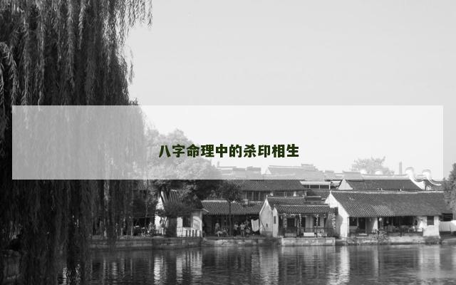 八字命理中的杀印相生
