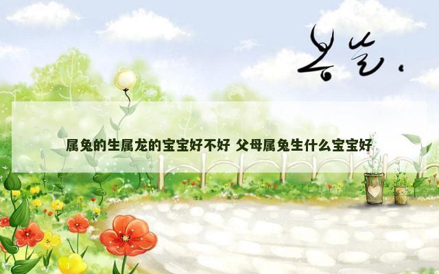 属兔的生属龙的宝宝好不好 父母属兔生什么宝宝好