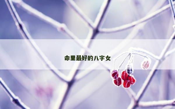 命里最好的八字女