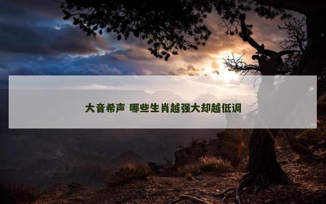 大音希声 哪些生肖越强大却越低调