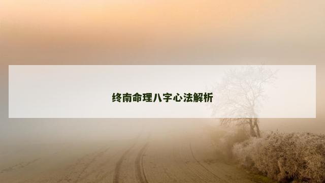 终南命理八字心法解析