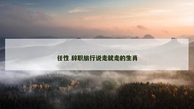 任性 辞职旅行说走就走的生肖