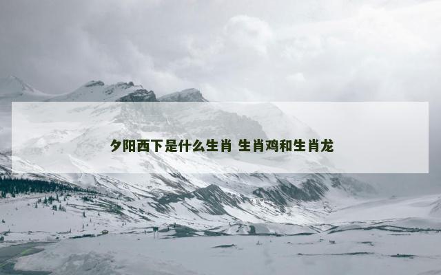 夕阳西下是什么生肖 生肖鸡和生肖龙