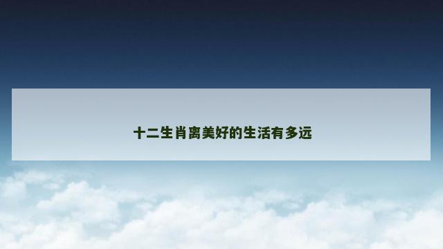 十二生肖离美好的生活有多远