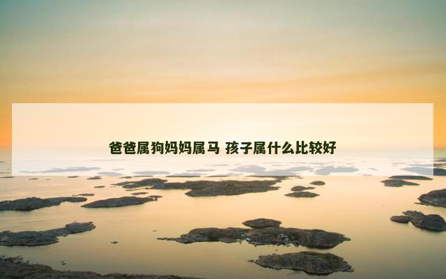 爸爸属狗妈妈属马 孩子属什么比较好