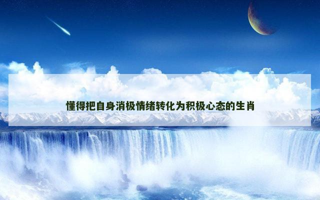 懂得把自身消极情绪转化为积极心态的生肖