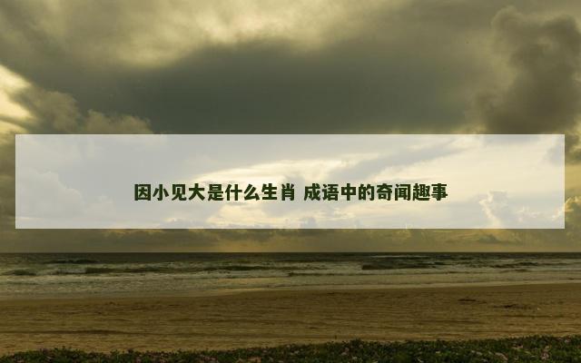 因小见大是什么生肖 成语中的奇闻趣事
