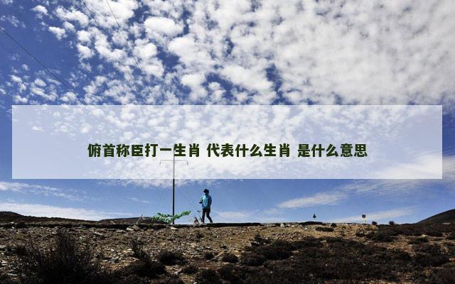 俯首称臣打一生肖 代表什么生肖 是什么意思