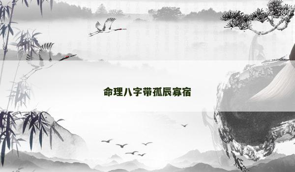 命理八字带孤辰寡宿