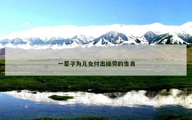 一辈子为儿女付出操劳的生肖