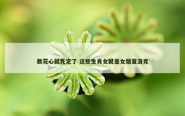 敢花心就死定了 这些生肖女就是女版夏洛克