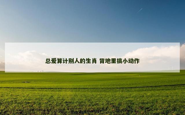 总爱算计别人的生肖 背地里搞小动作