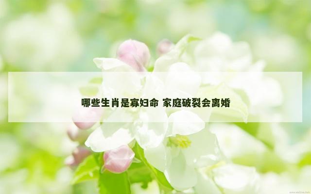 哪些生肖是寡妇命 家庭破裂会离婚