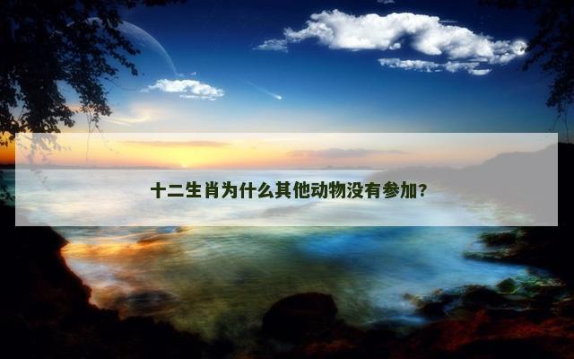 十二生肖为什么其他动物没有参加?