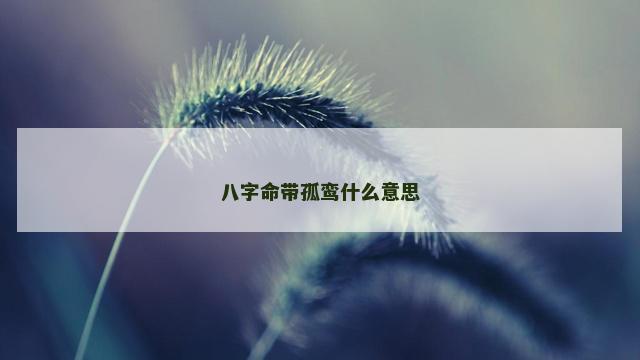 八字命带孤鸾什么意思 八字命带孤鸾什么意思